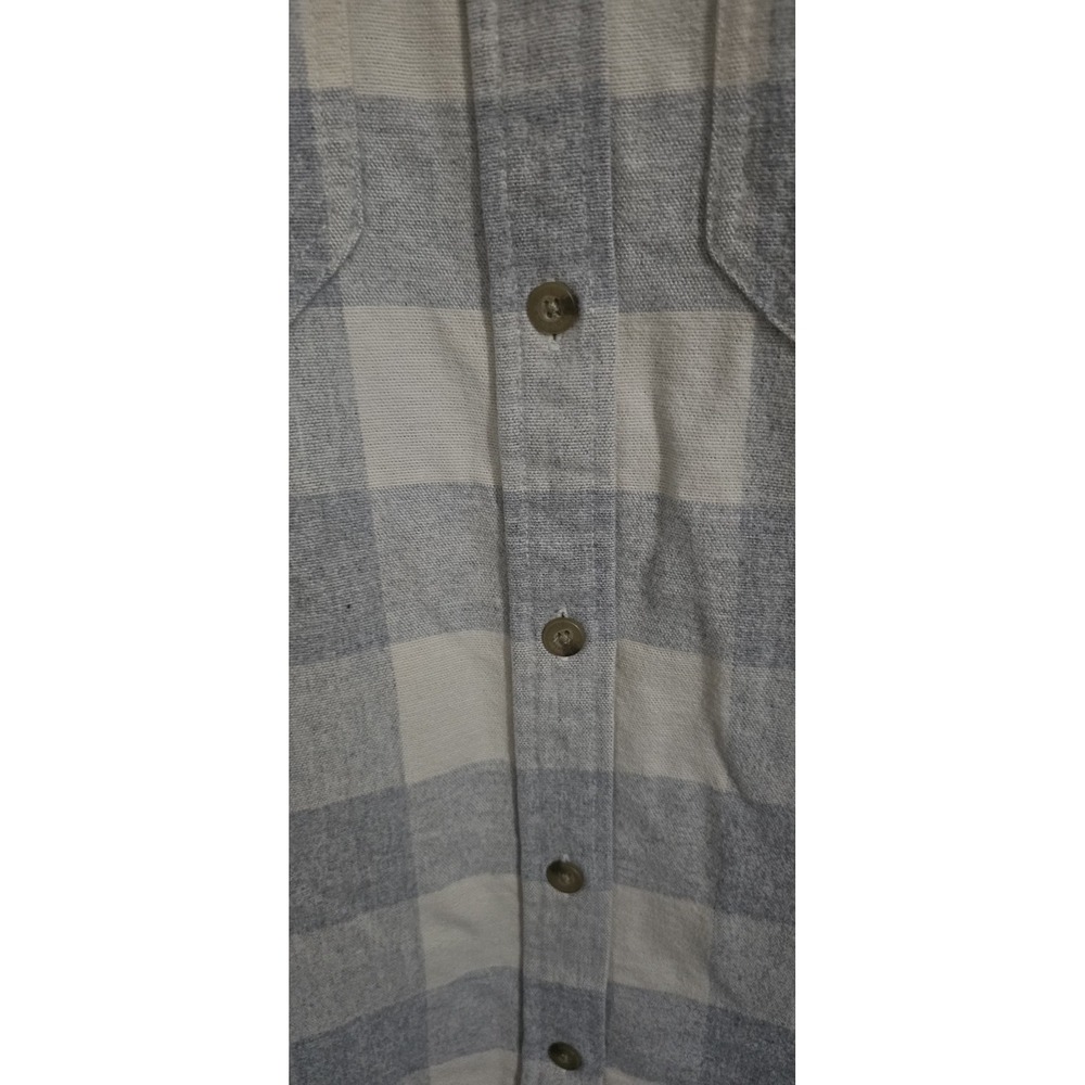 L.L. Bean Plaid Flannel Button Down Shirt Size Medium Ivory‎ Blue Preppy Soft - Picture 7 of 12